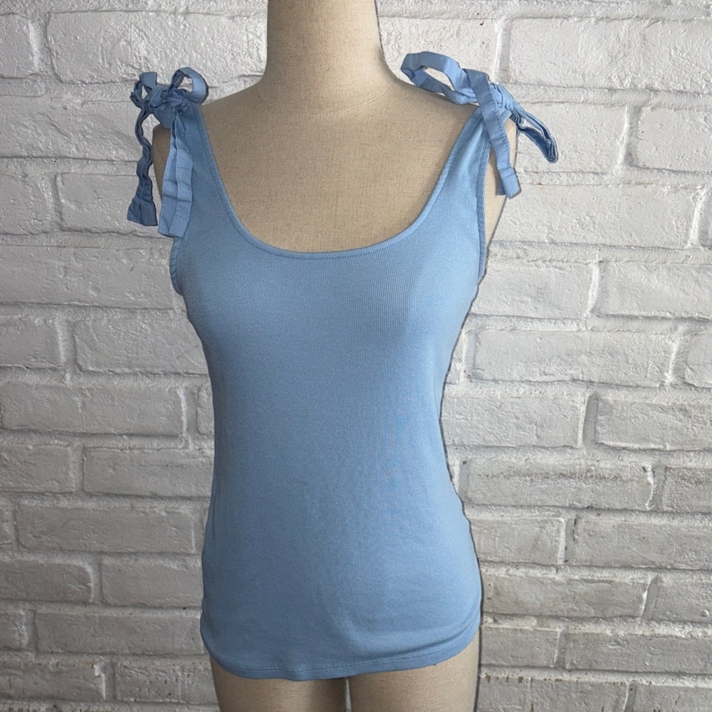 A New Day Blue Sleeveless Top with Bow Straps Size L